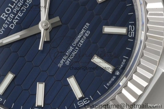 Bracelet Steel JDF DateJust on SS Dial Blue V2 VR3235 41 904L Oyster Textured 0309